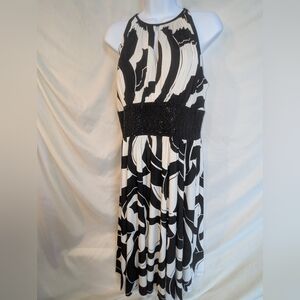 R&M Richards Black and White Strapless Dress